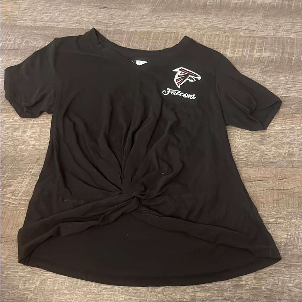 Women's Black Falcons Knot Front Top
